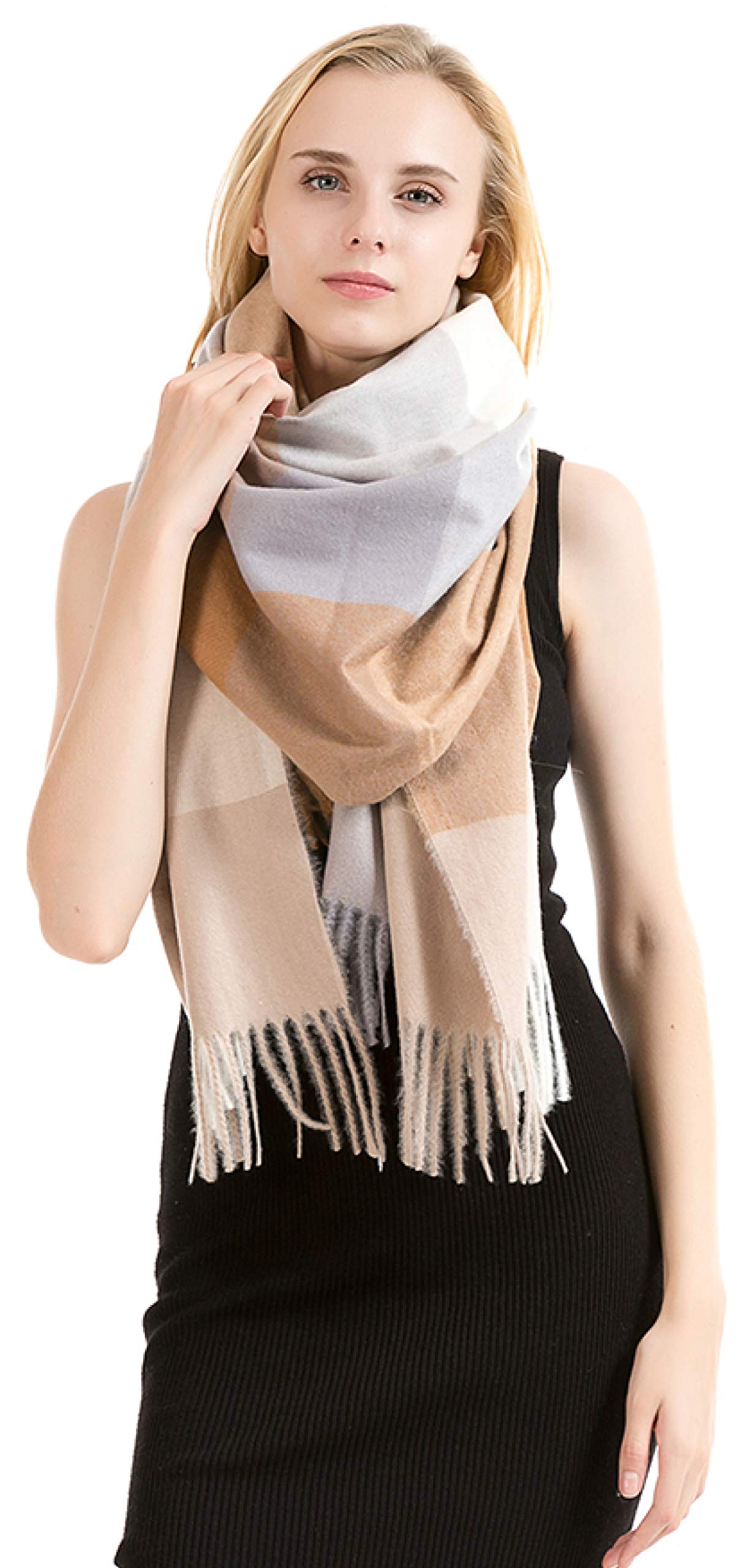 World of Shawls Winter Scarf for Women Ladies with Plaid Block Checkered Tartan Blanket Stylish Wrap Shawl - Colourful Soft and Cozy
