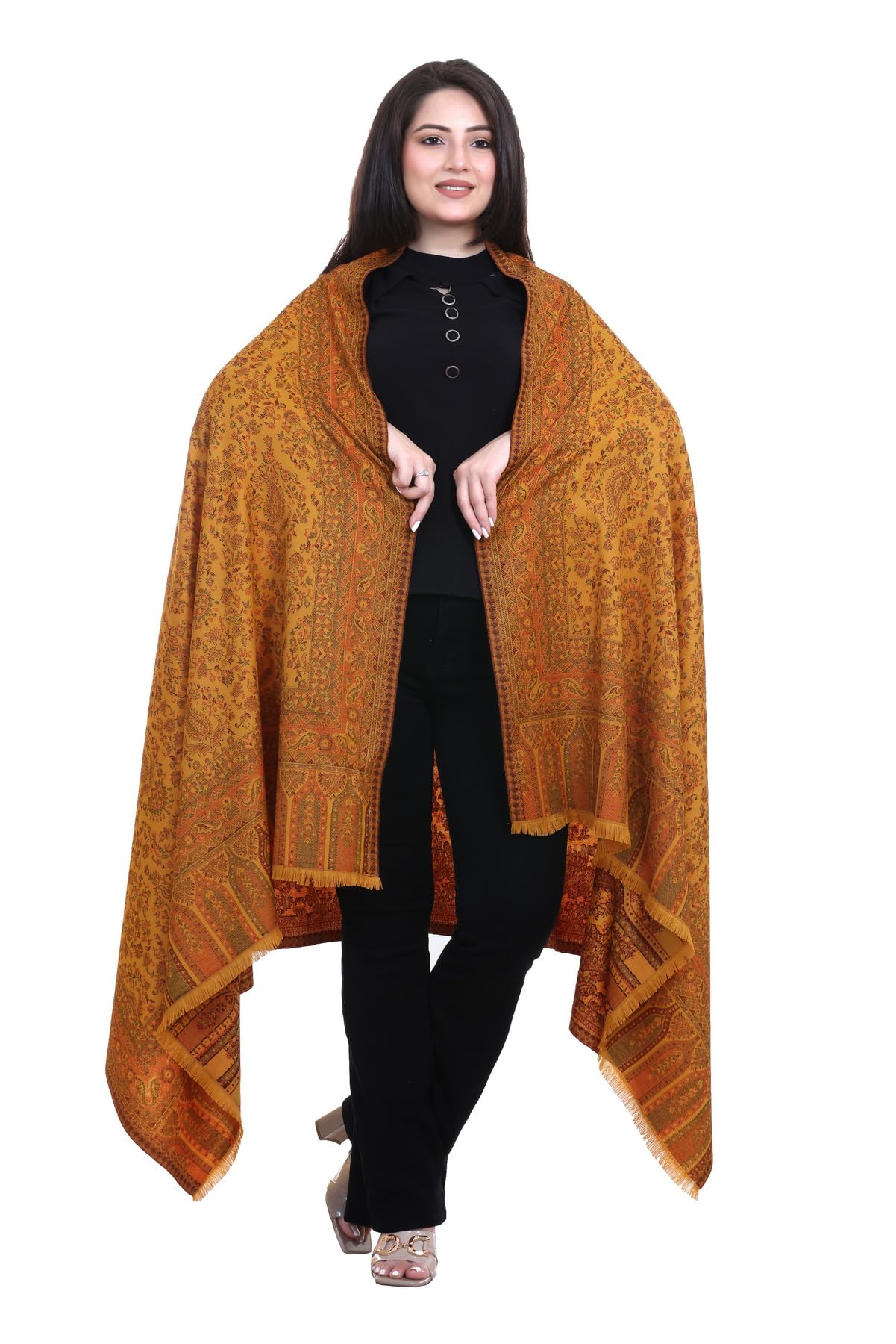 World of Shawls Extra Large 40x80 Inch Kashmiri Style Shawl for Women – Soft Stole with Paisley & Floral Design | Oversized Winter Wrap, Elegant Party Wear Scarf & Everyday