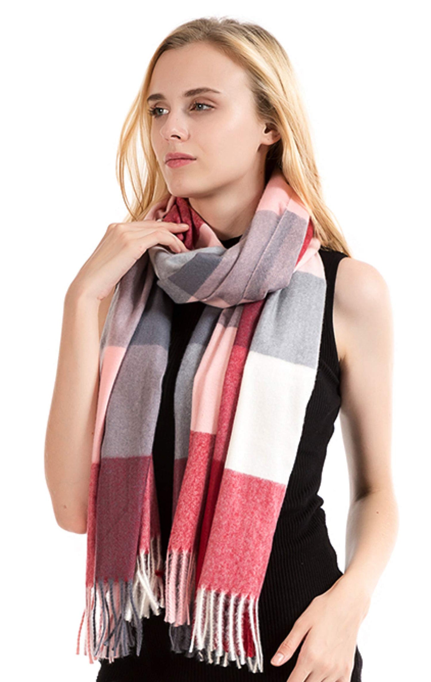 World of Shawls Winter Scarf for Women Ladies with Plaid Block Checkered Tartan Blanket Stylish Wrap Shawl - Colourful Soft and Cozy