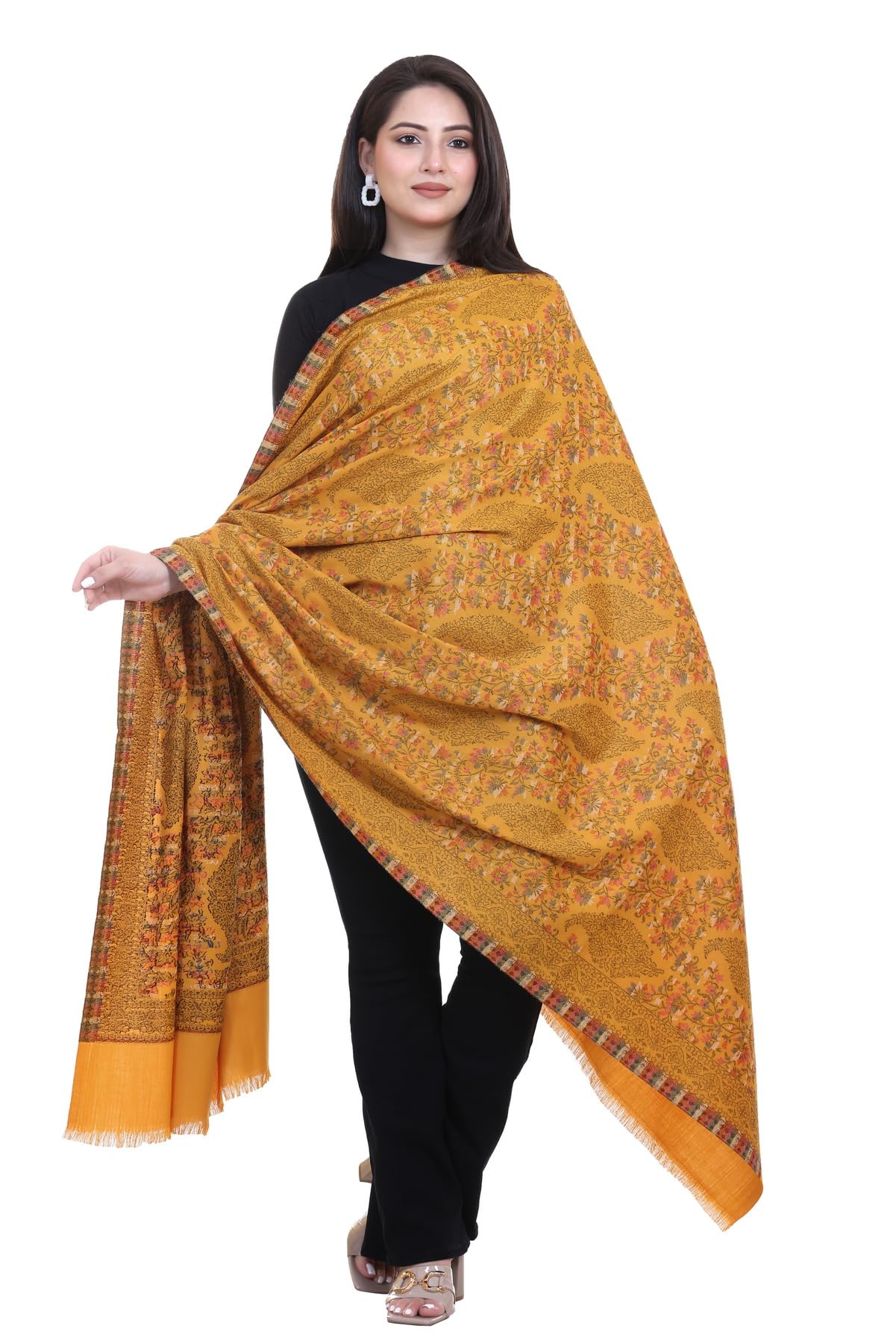 World of Shawls Extra Large 40x80 Inch Kashmiri Style Shawl for Women – Soft Stole with Paisley & Floral Design | Oversized Winter Wrap, Elegant Party Wear Scarf & Everyday