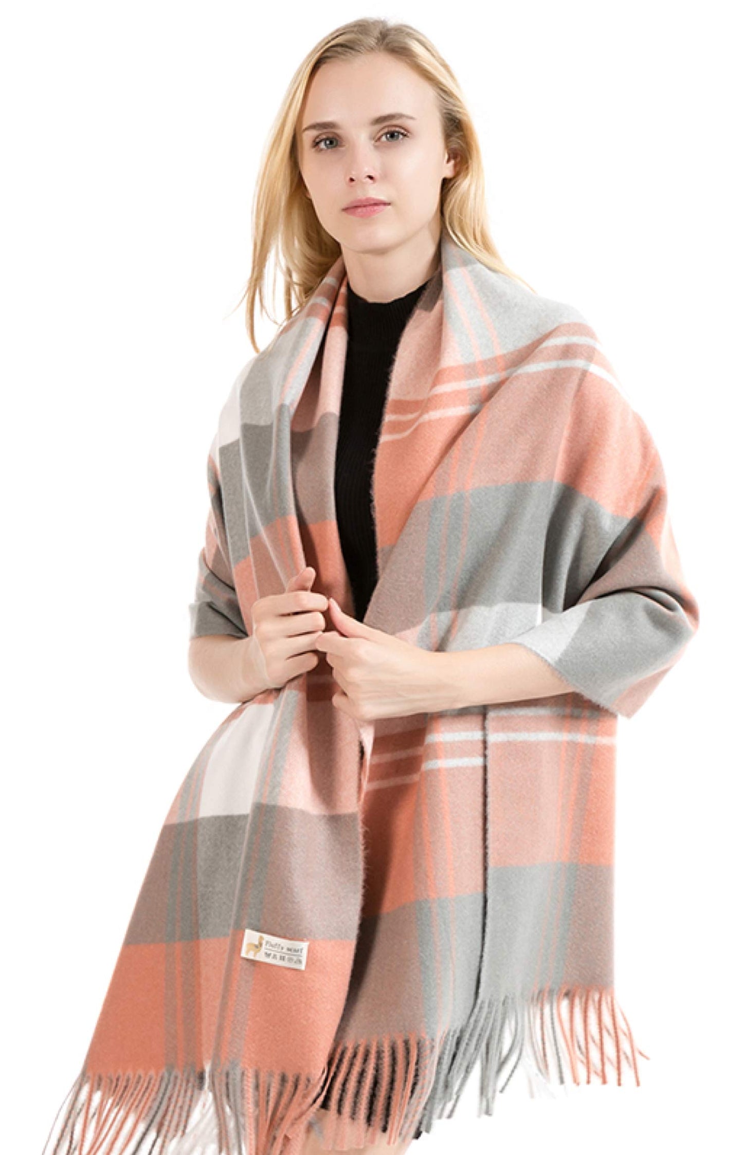World of Shawls Winter Scarf for Women Ladies with Plaid Block Checkered Tartan Blanket Stylish Wrap Shawl - Colourful Soft and Cozy