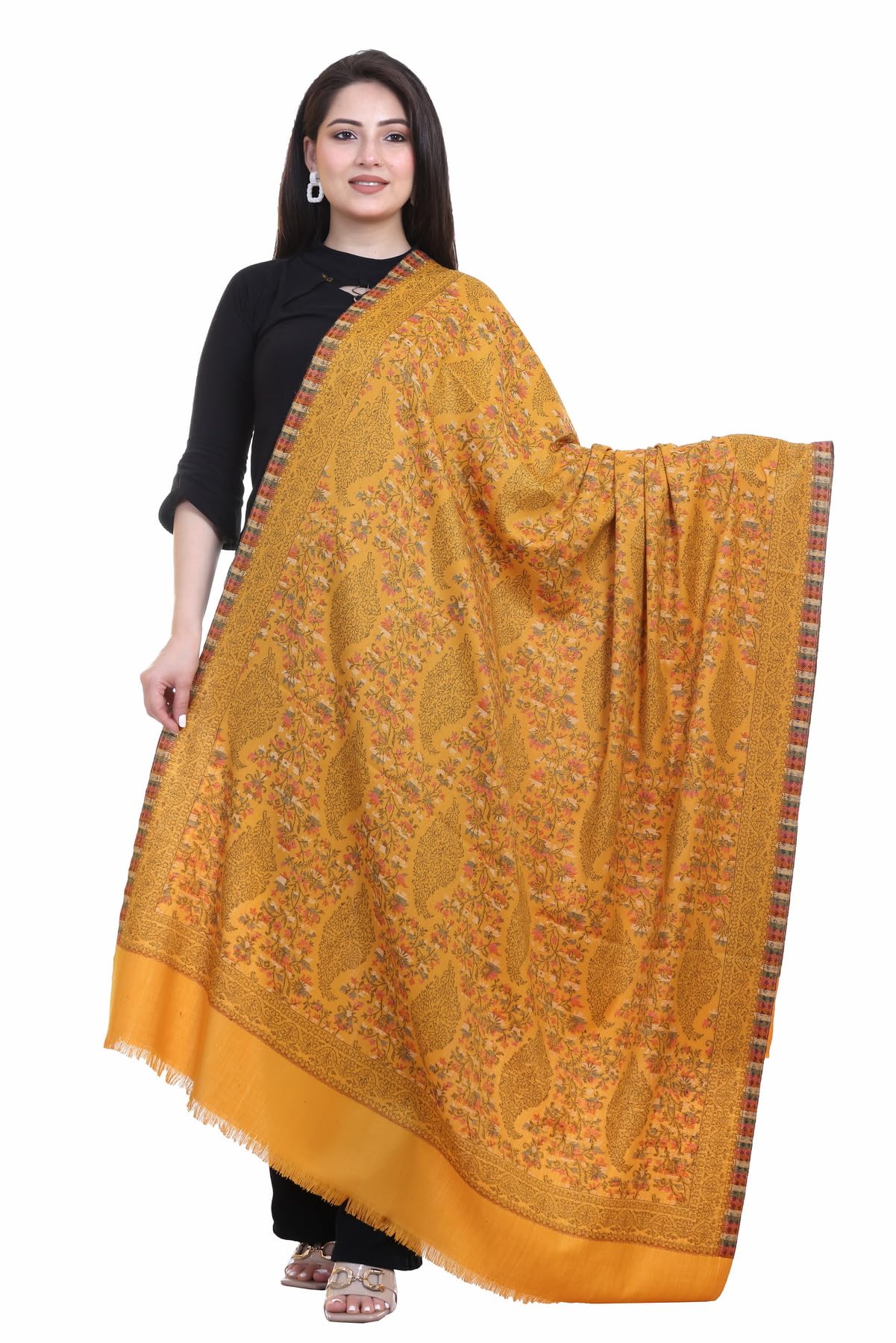 World of Shawls Extra Large 40x80 Inch Kashmiri Style Shawl for Women – Soft Stole with Paisley & Floral Design | Oversized Winter Wrap, Elegant Party Wear Scarf & Everyday