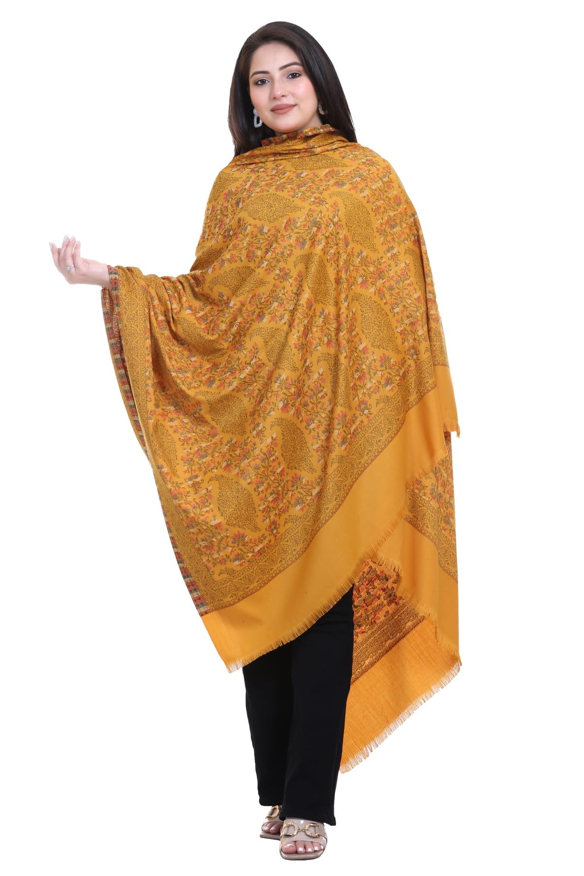 World of Shawls Extra Large 40x80 Inch Kashmiri Style Shawl for Women – Soft Stole with Paisley & Floral Design | Oversized Winter Wrap, Elegant Party Wear Scarf & Everyday