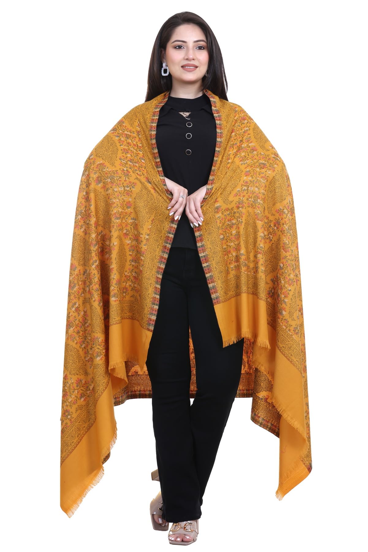 World of Shawls Extra Large 40x80 Inch Kashmiri Style Shawl for Women – Soft Stole with Paisley & Floral Design | Oversized Winter Wrap, Elegant Party Wear Scarf & Everyday