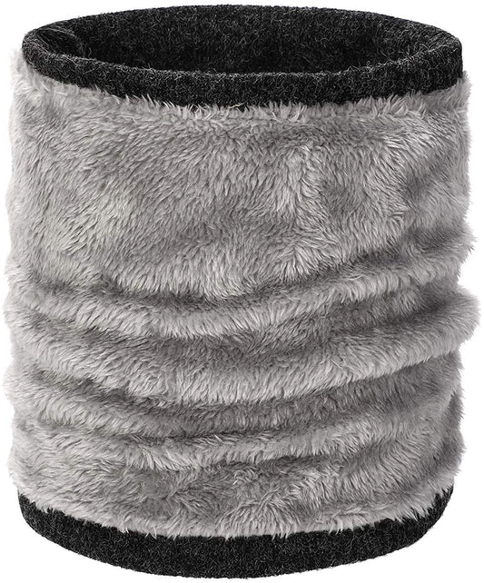 World of Shawls Winter Neck Warmer Fleece Lined Infinity Scarf Thick Thermal Windproof Unisex Men Women Warm Soft and Comfortable Double-Layer