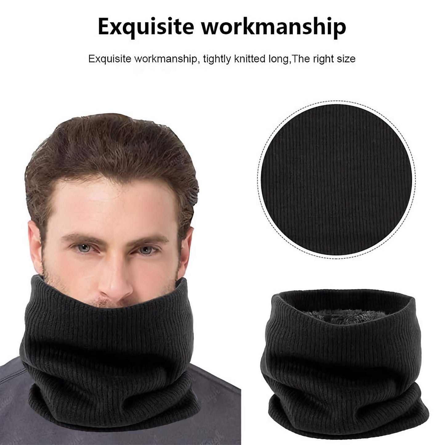World of Shawls Winter Neck Warmer Fleece Lined Infinity Scarf Thick Thermal Windproof Unisex Men Women Warm Soft and Comfortable Double-Layer