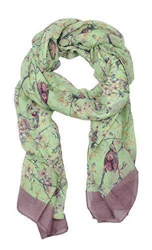 World of Shawls Ladies Women's Colorful Japanese Cherry Blossom Bird And Floral Print Scarf Scarves Maxi Sarong Wrap