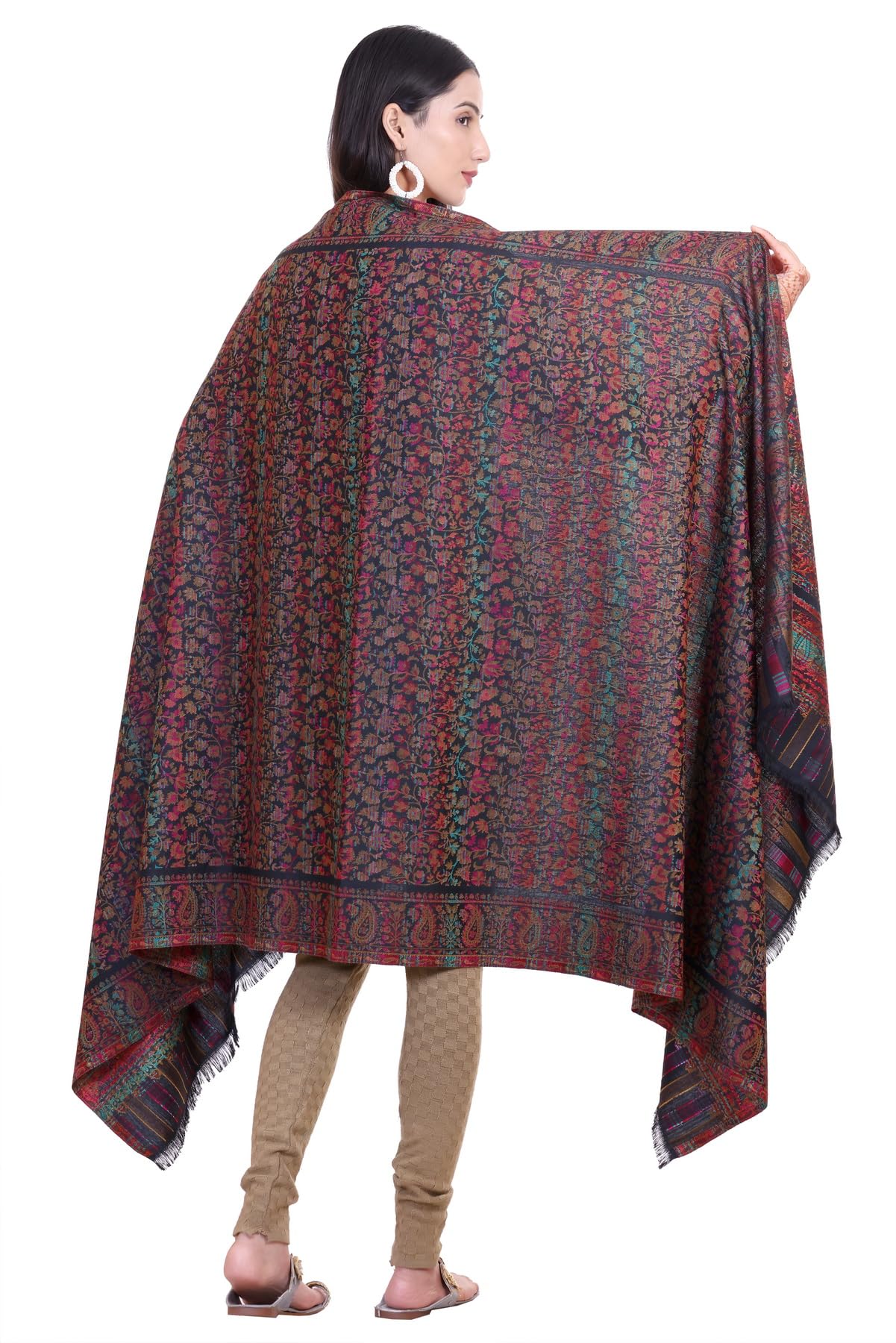 World of Shawls Extra Large 40x80 Inch Kashmiri Style Shawl for Women – Soft Stole with Paisley & Floral Design | Oversized Winter Wrap, Elegant Party Wear Scarf & Everyday