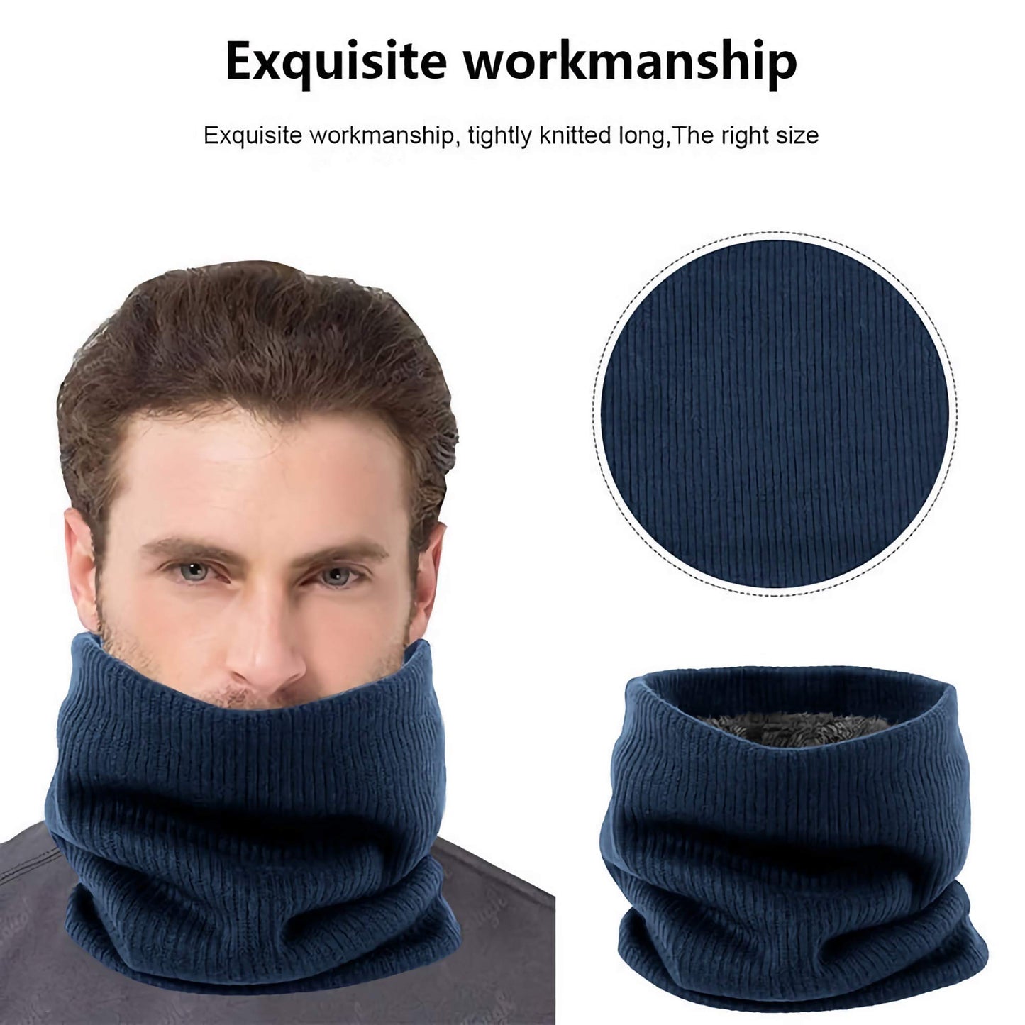 World of Shawls Winter Neck Warmer Fleece Lined Infinity Scarf Thick Thermal Windproof Unisex Men Women Warm Soft and Comfortable Double-Layer
