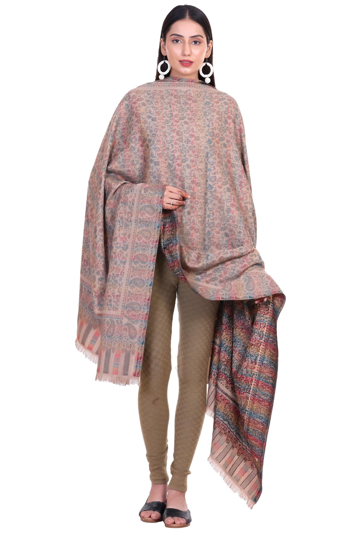 World of Shawls Extra Large 40x80 Inch Kashmiri Style Shawl for Women – Soft Stole with Paisley & Floral Design | Oversized Winter Wrap, Elegant Party Wear Scarf & Everyday