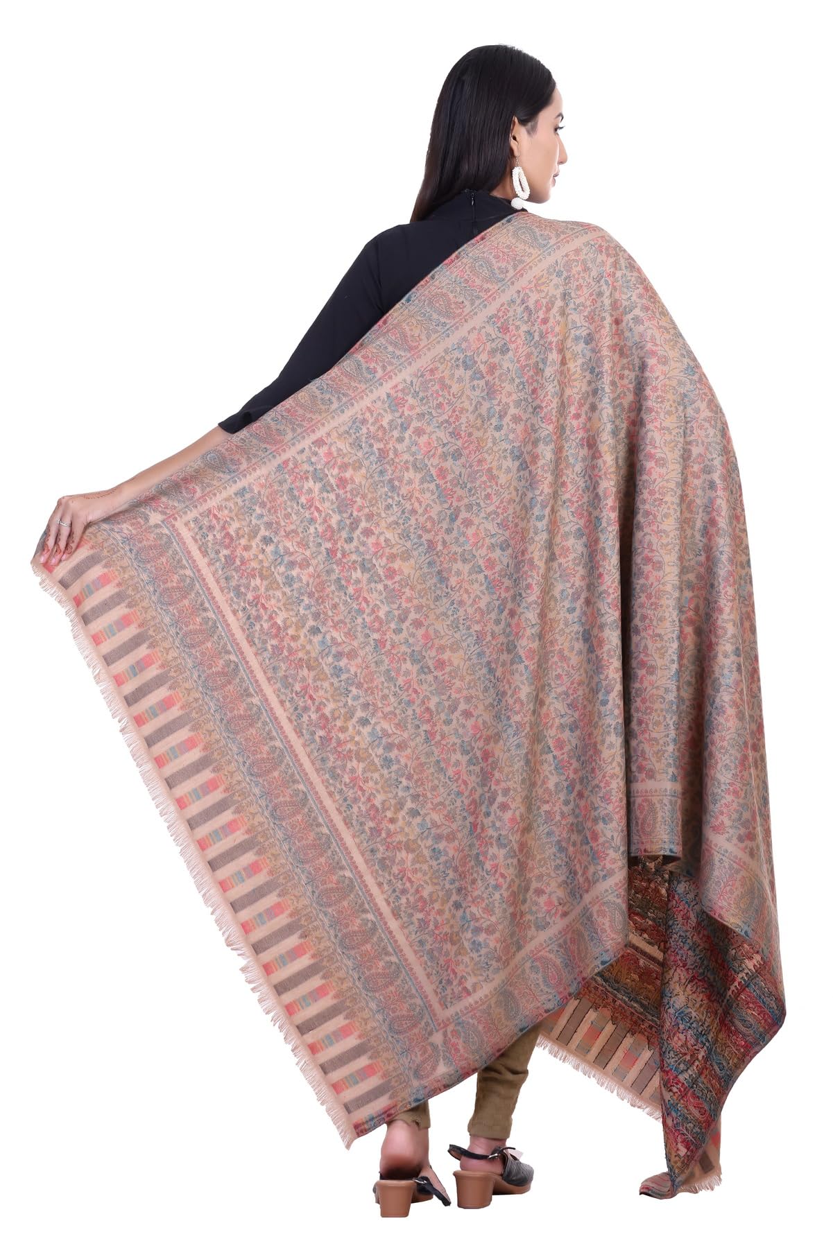 World of Shawls Extra Large 40x80 Inch Kashmiri Style Shawl for Women – Soft Stole with Paisley & Floral Design | Oversized Winter Wrap, Elegant Party Wear Scarf & Everyday