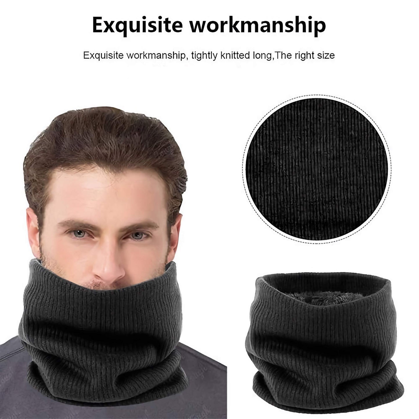 World of Shawls Winter Neck Warmer Fleece Lined Infinity Scarf Thick Thermal Windproof Unisex Men Women Warm Soft and Comfortable Double-Layer