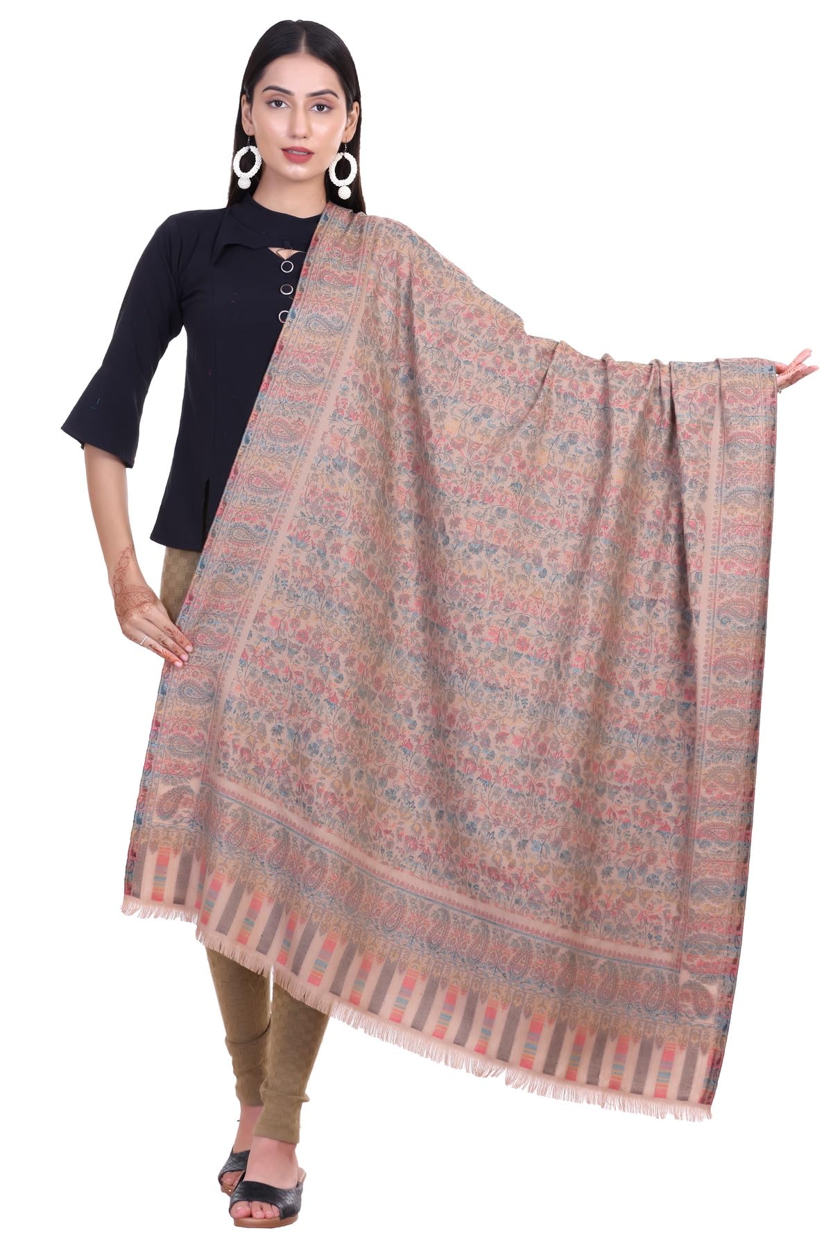 World of Shawls Extra Large 40x80 Inch Kashmiri Style Shawl for Women – Soft Stole with Paisley & Floral Design | Oversized Winter Wrap, Elegant Party Wear Scarf & Everyday