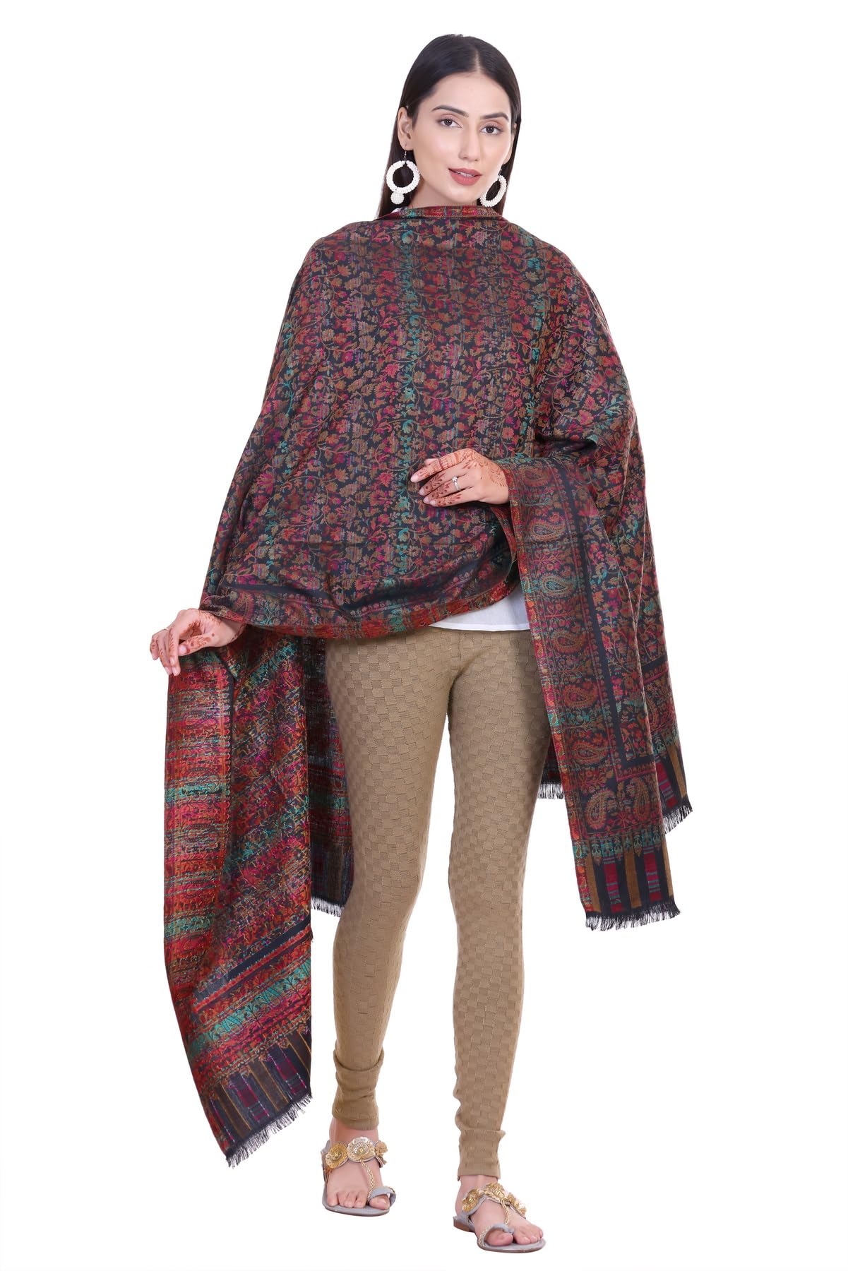 World of Shawls Extra Large 40x80 Inch Kashmiri Style Shawl for Women – Soft Stole with Paisley & Floral Design | Oversized Winter Wrap, Elegant Party Wear Scarf & Everyday