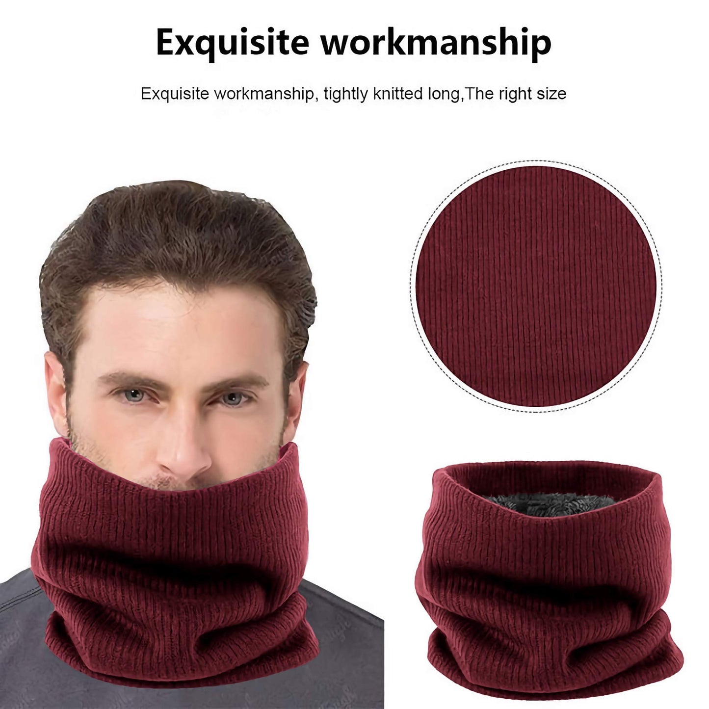 World of Shawls Winter Neck Warmer Fleece Lined Infinity Scarf Thick Thermal Windproof Unisex Men Women Warm Soft and Comfortable Double-Layer