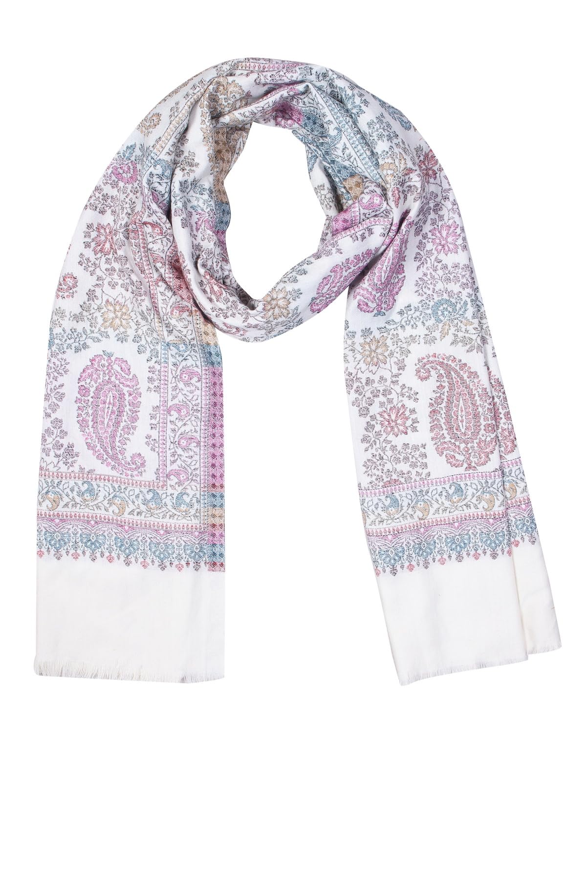 World of Shawls Extra Large 40x80 Inch Kashmiri Style Shawl for Women – Soft Stole with Paisley & Floral Design | Oversized Winter Wrap, Elegant Party Wear Scarf & Everyday