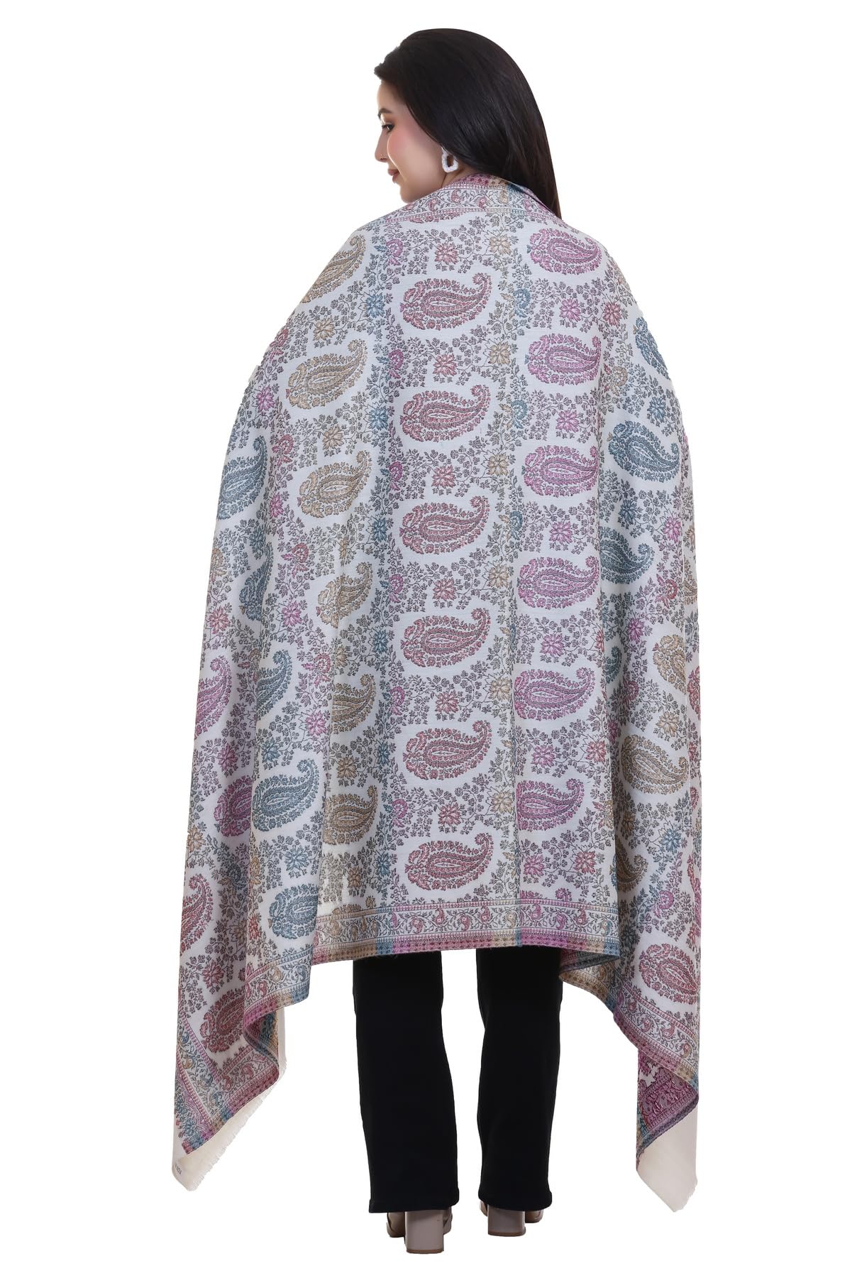 World of Shawls Extra Large 40x80 Inch Kashmiri Style Shawl for Women – Soft Stole with Paisley & Floral Design | Oversized Winter Wrap, Elegant Party Wear Scarf & Everyday