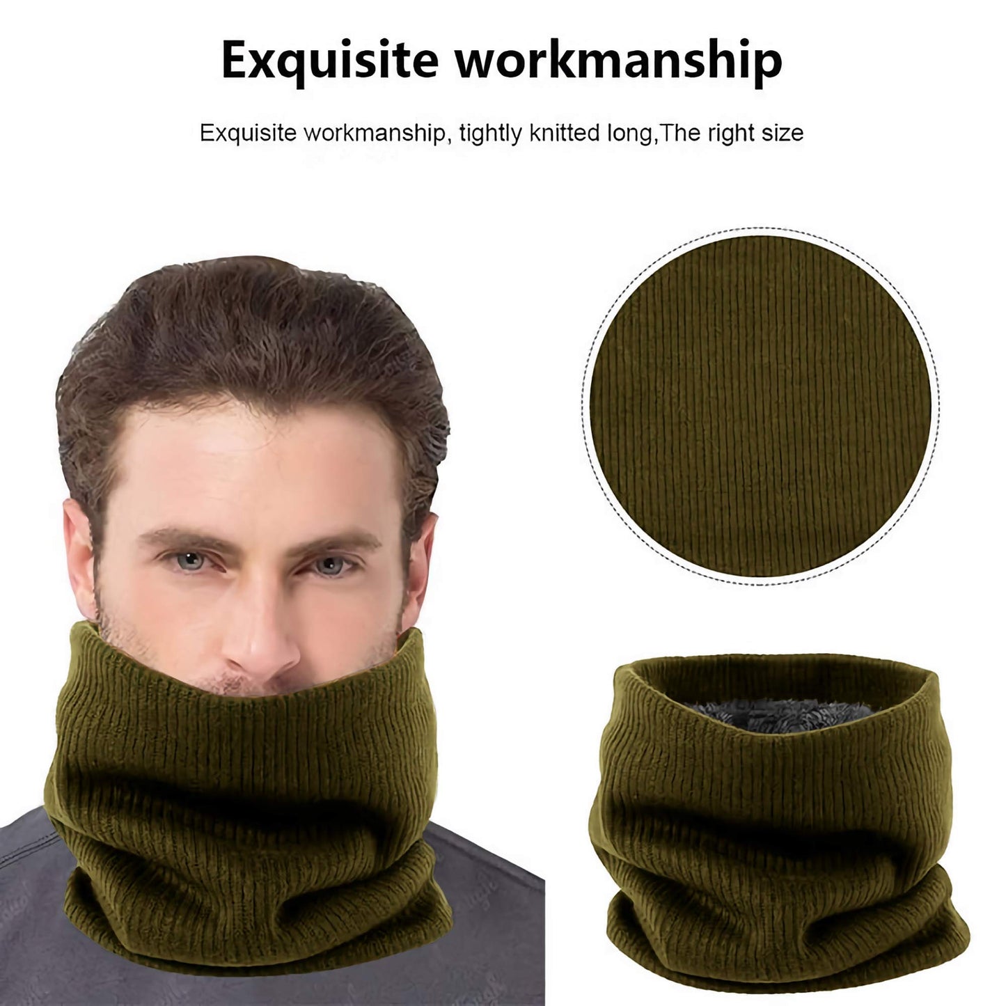 World of Shawls Winter Neck Warmer Fleece Lined Infinity Scarf Thick Thermal Windproof Unisex Men Women Warm Soft and Comfortable Double-Layer