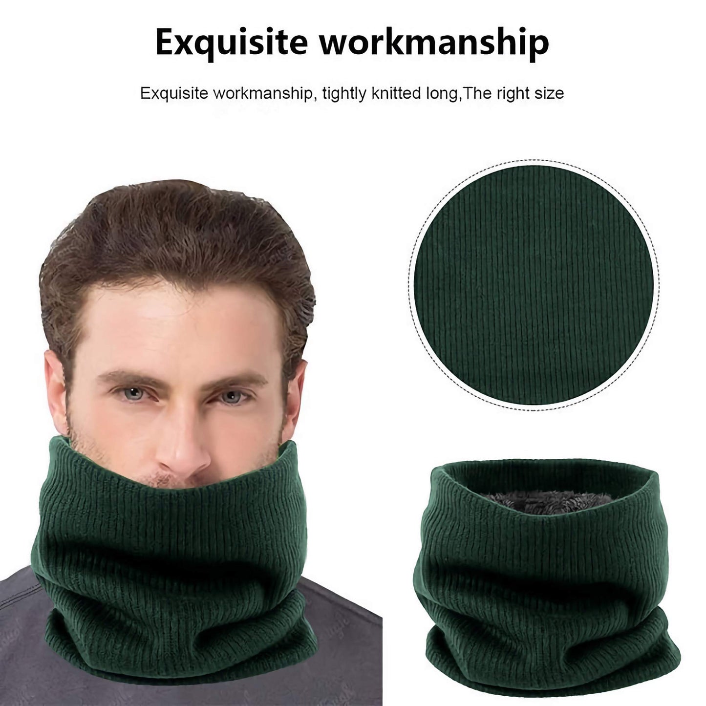 World of Shawls Winter Neck Warmer Fleece Lined Infinity Scarf Thick Thermal Windproof Unisex Men Women Warm Soft and Comfortable Double-Layer