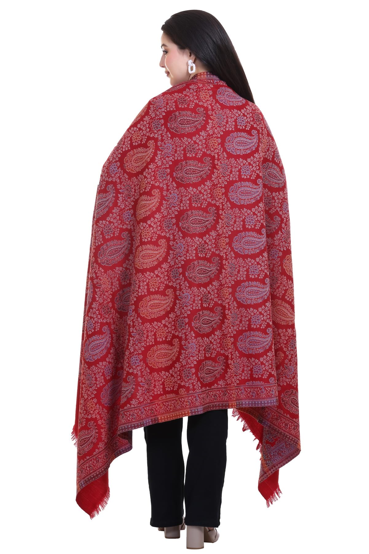 World of Shawls Extra Large 40x80 Inch Kashmiri Style Shawl for Women – Soft Stole with Paisley & Floral Design | Oversized Winter Wrap, Elegant Party Wear Scarf & Everyday