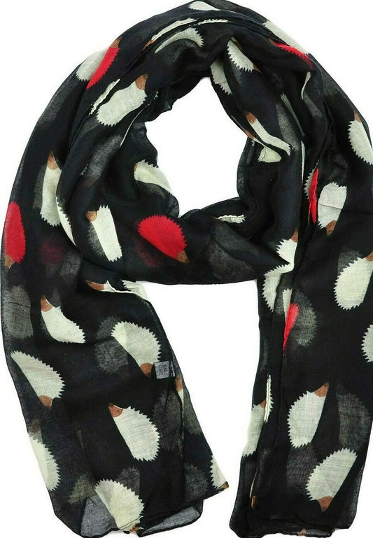 World of Shawls Hedgehog Print Ladies Fashion Wrap Maxi Scarf Sarong Large Size