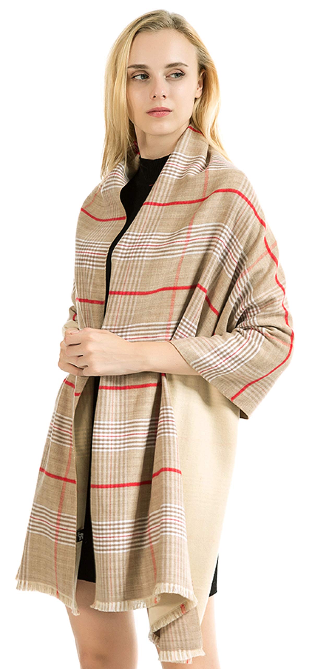 NEW World of Shawls Classic Reversible Plaid Tartan Look Shawl Wrap Blanket Scarf for Women - Warm Soft Cosy UNISEX