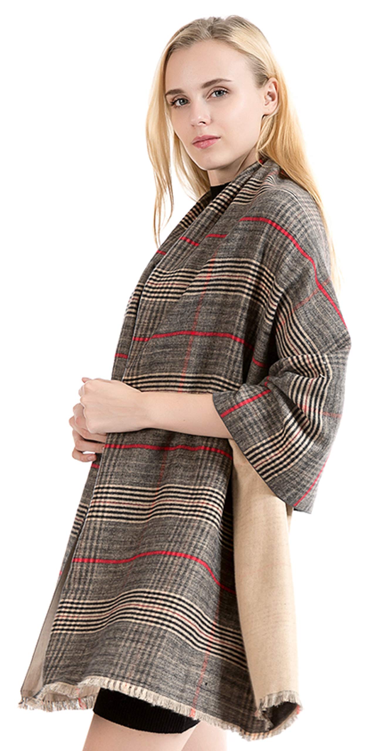 NEW World of Shawls Classic Reversible Plaid Tartan Look Shawl Wrap Blanket Scarf for Women - Warm Soft Cosy UNISEX