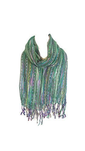 Ladies Womens Celebrity Style Colourful Glitter Stripes Scarf Scarves Stoles With Winter Gloves CHRISTMAS SALE