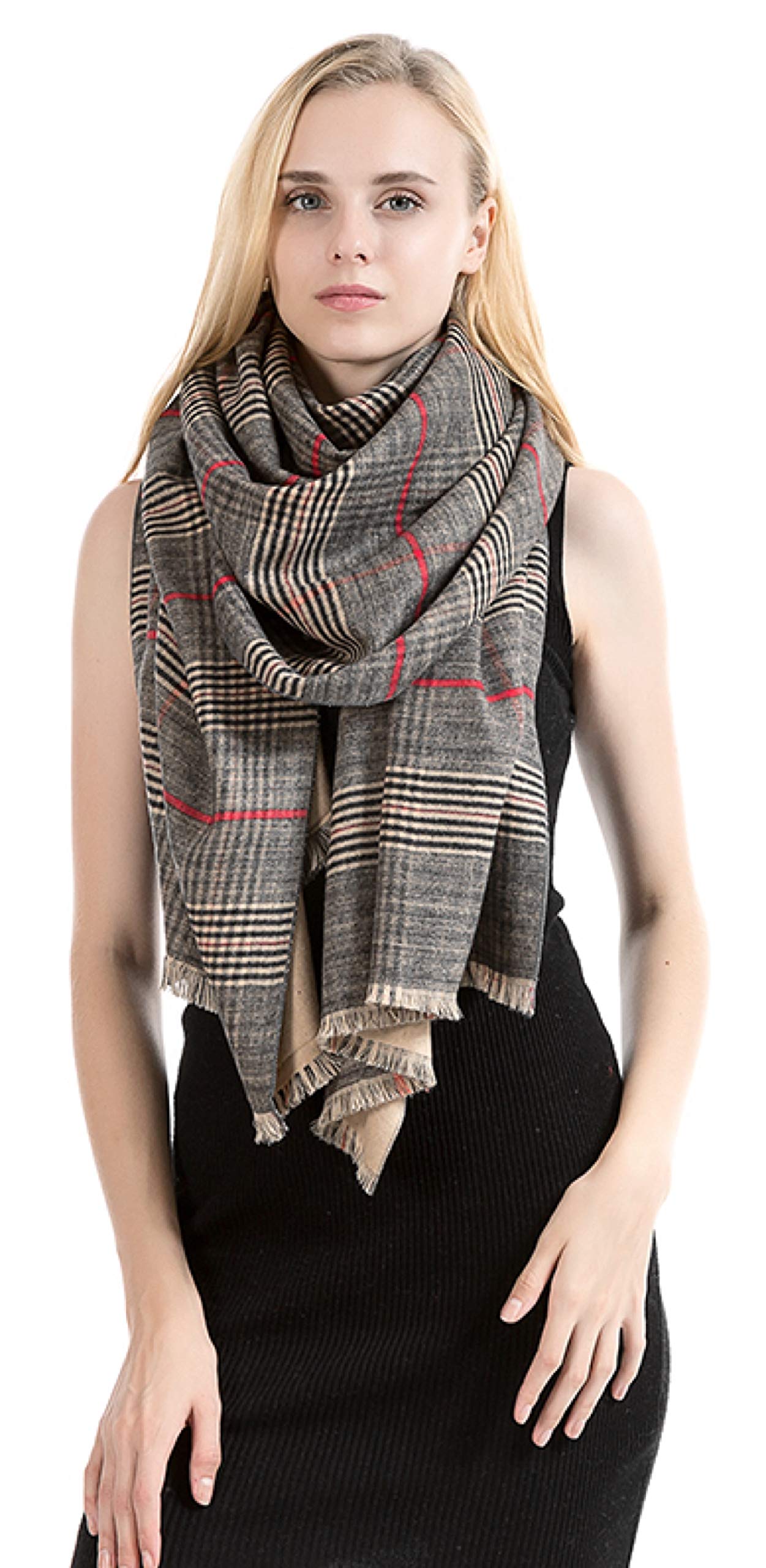 NEW World of Shawls Classic Reversible Plaid Tartan Look Shawl Wrap Blanket Scarf for Women - Warm Soft Cosy UNISEX