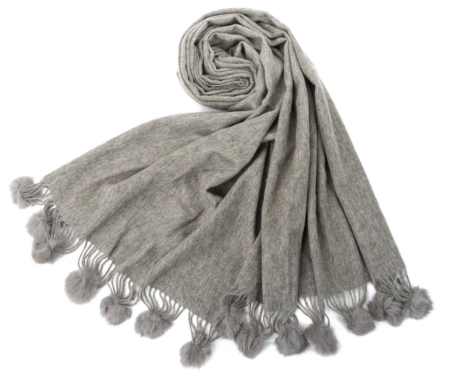 World of Shawls Women's Winter Warm Solid Scarf with Pom Pom Fringe