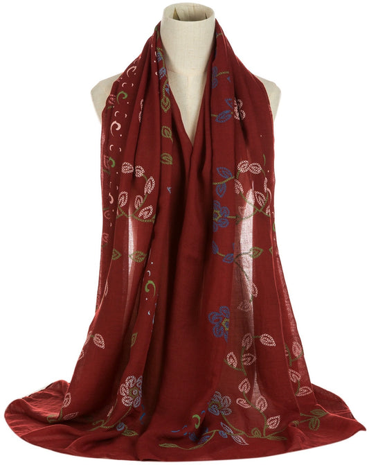 World of Shawls Ladies New Floral Leaf Print Scarves Scarf Wrap Sarong Shawl