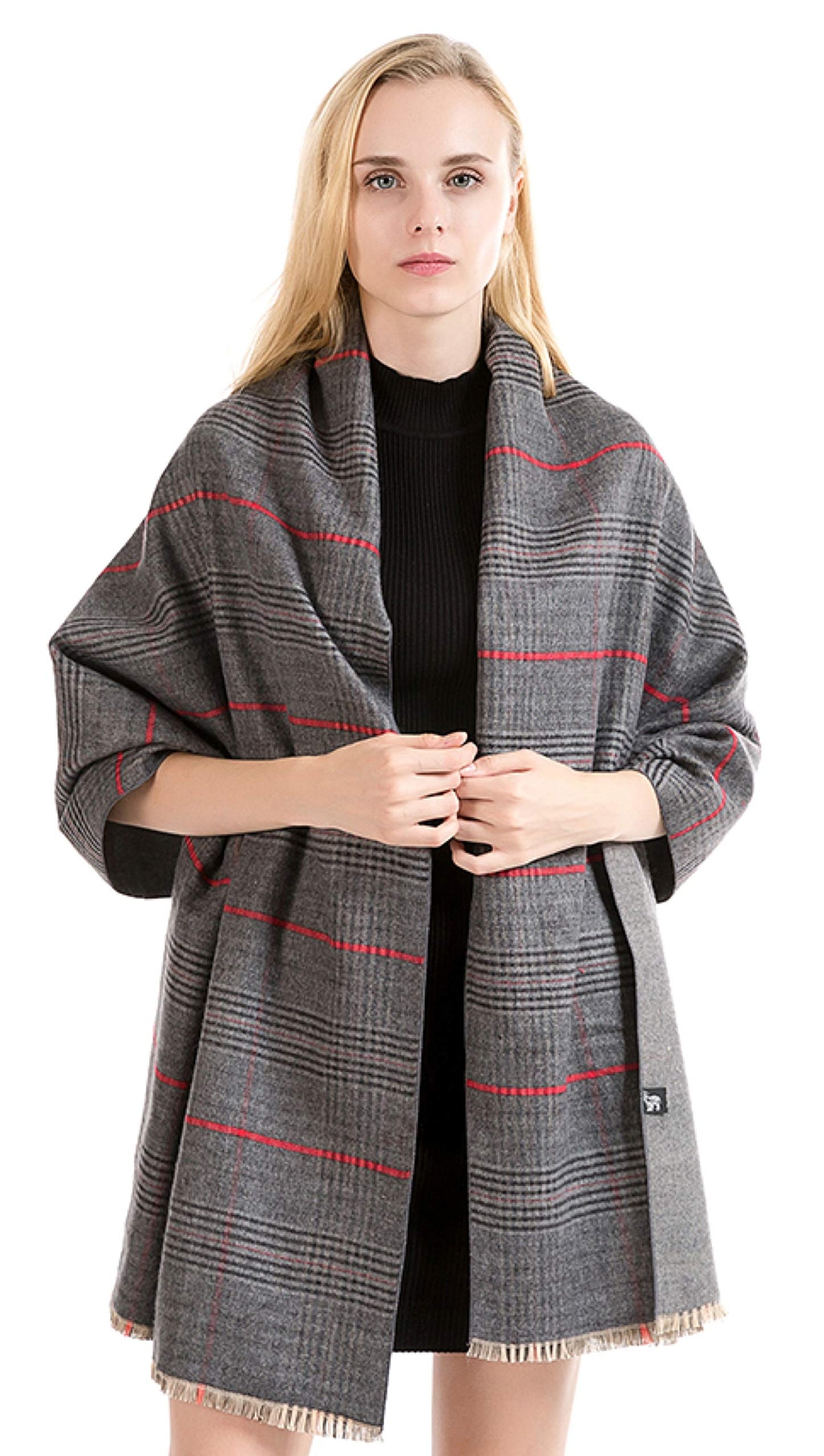 NEW World of Shawls Classic Reversible Plaid Tartan Look Shawl Wrap Blanket Scarf for Women - Warm Soft Cosy UNISEX