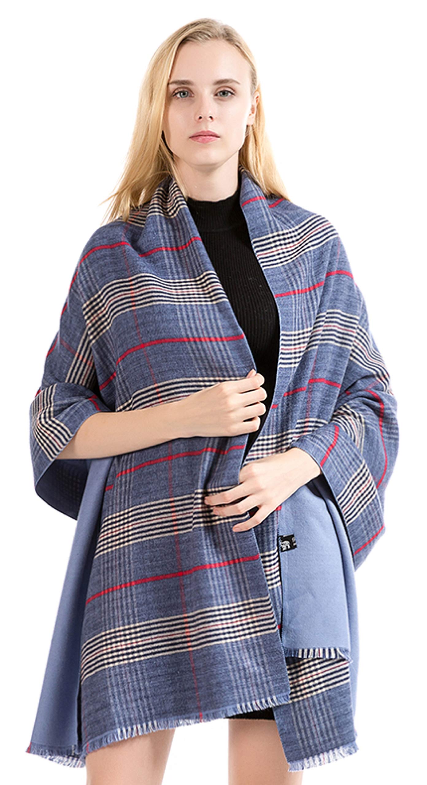 NEW World of Shawls Classic Reversible Plaid Tartan Look Shawl Wrap Blanket Scarf for Women - Warm Soft Cosy UNISEX