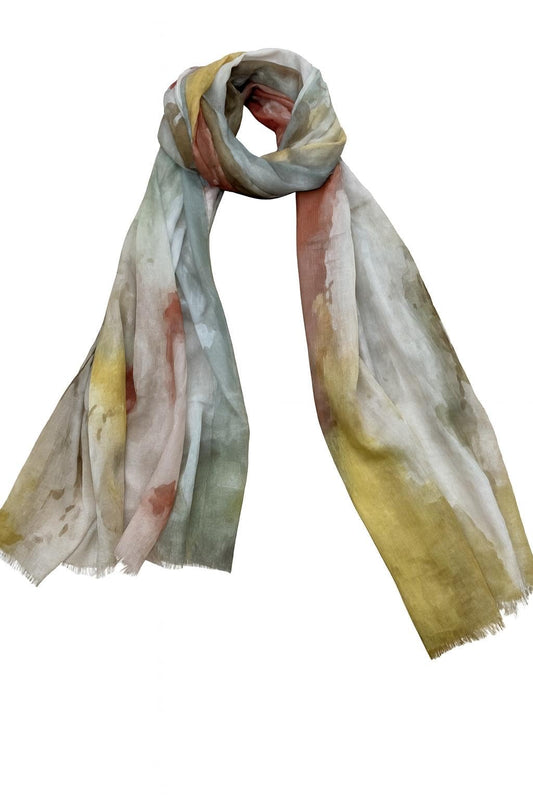 World of Shawls Premium Lightweight Printed Hijab for Women – Soft Modal Blend Scarf | Multi-Colour Watercolour Design | Breathable, Everyday Wear, Modest Fashion Headscarf | 180 x 90 cm