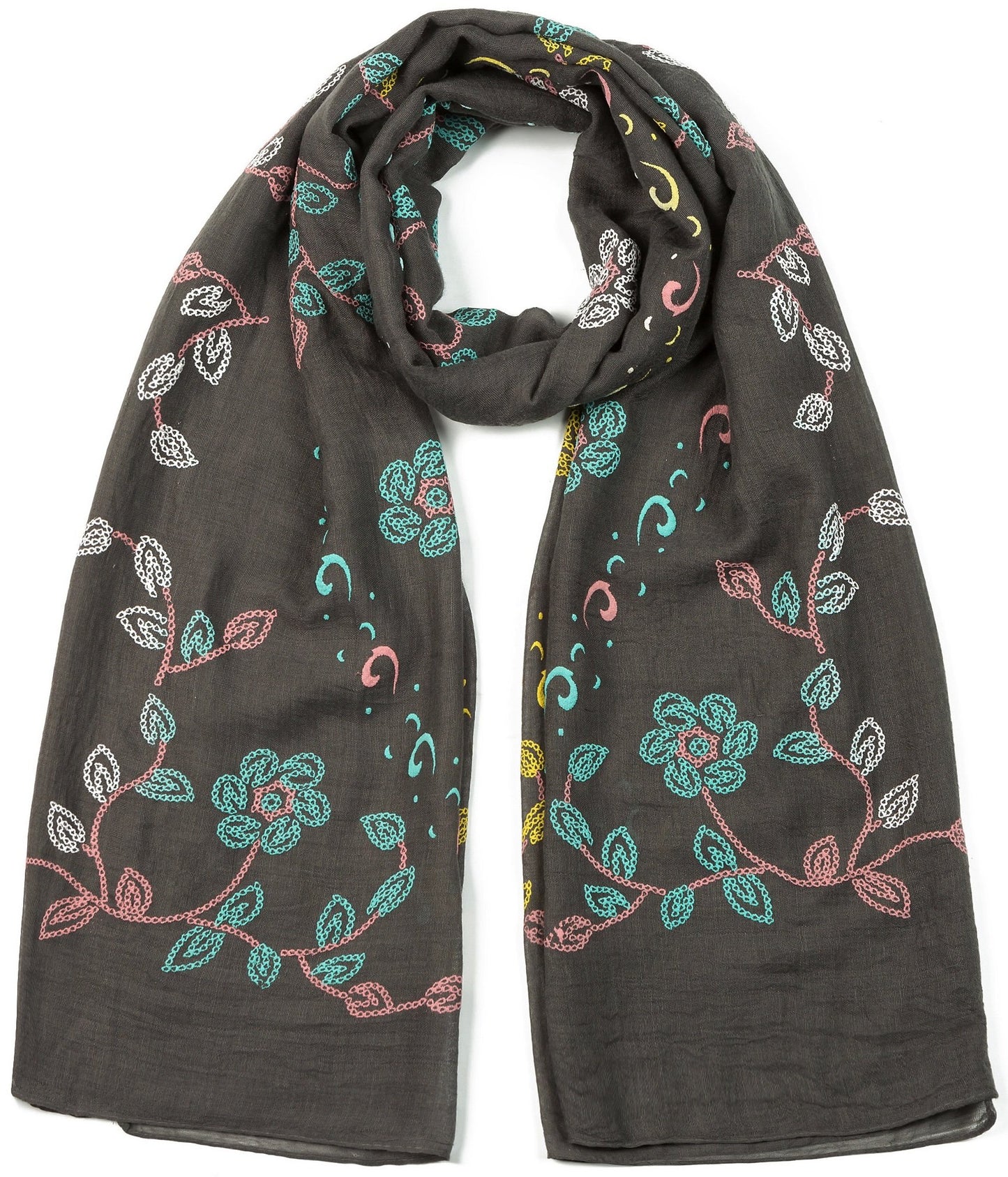 World of Shawls Ladies New Floral Leaf Print Scarves Scarf Wrap Sarong Shawl