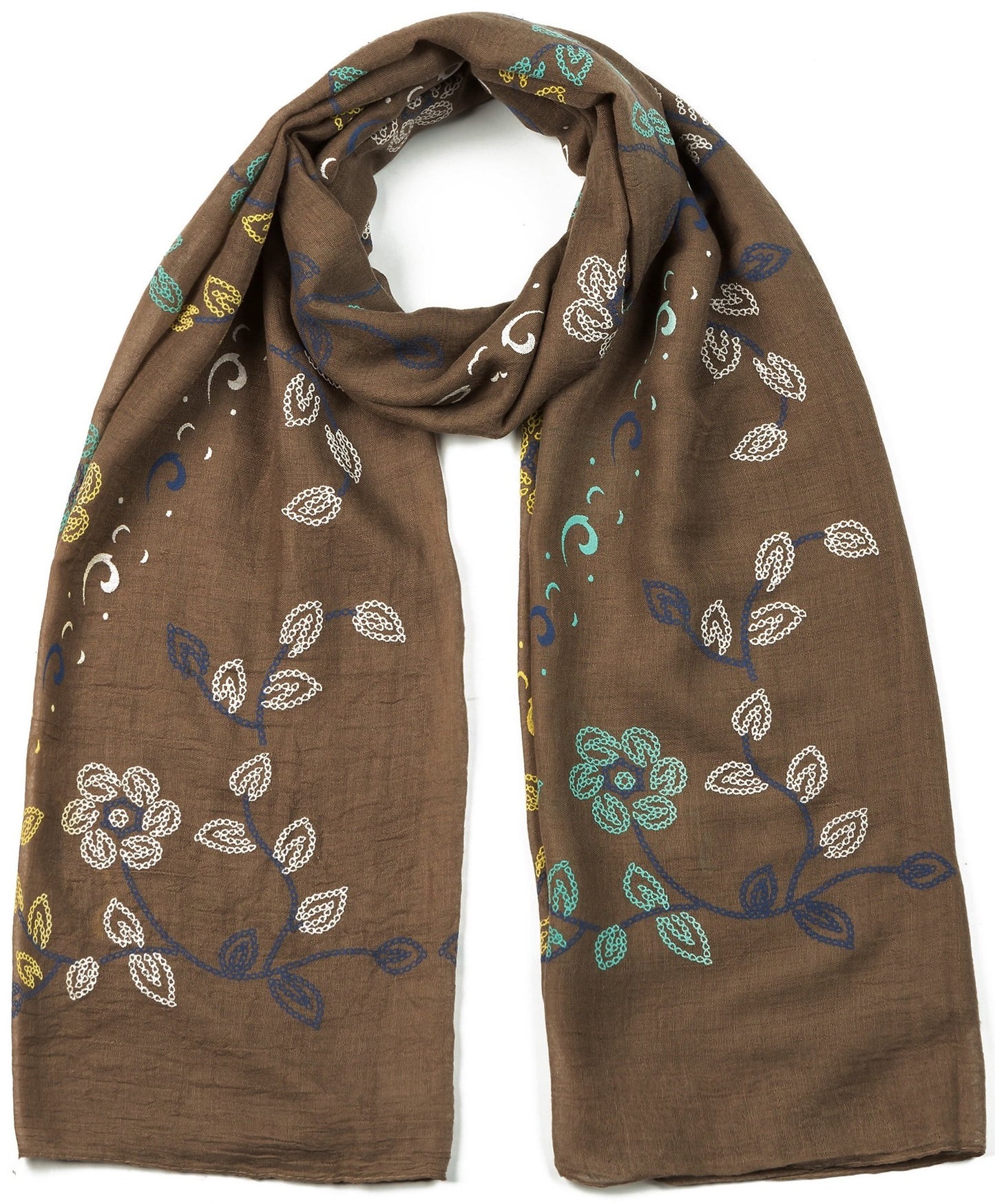 World of Shawls Ladies New Floral Leaf Print Scarves Scarf Wrap Sarong Shawl