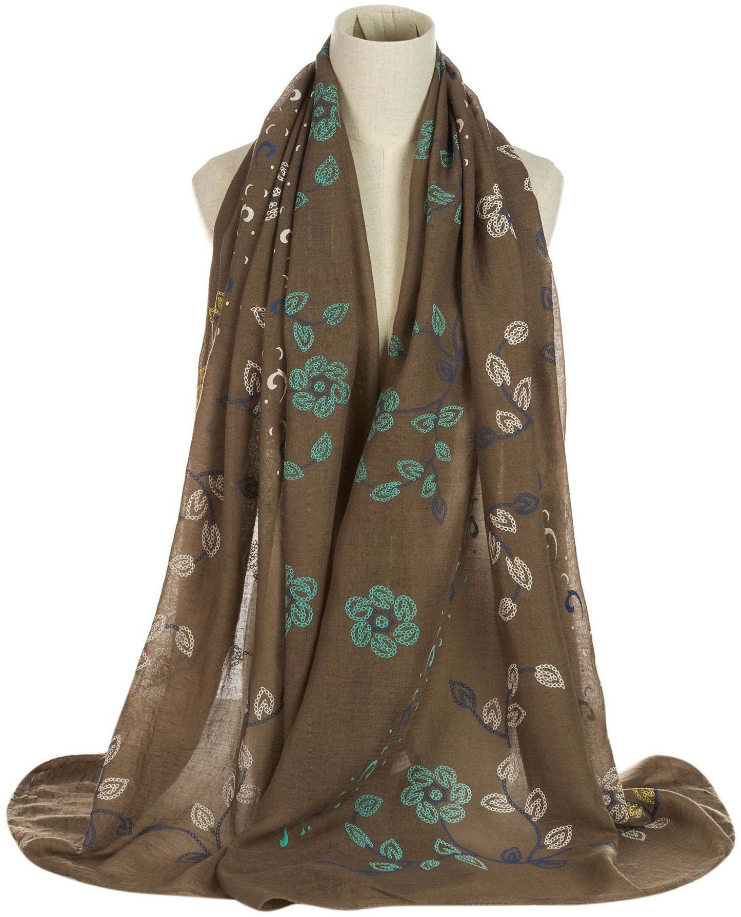 World of Shawls Ladies New Floral Leaf Print Scarves Scarf Wrap Sarong Shawl