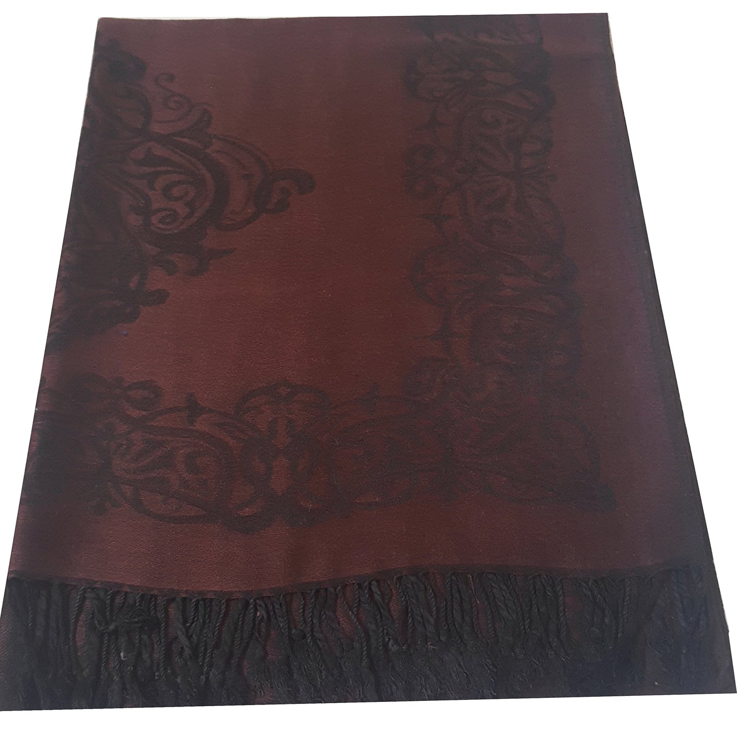 World of Shawls Ladies Damask Design Reversible Pashmina Feel Shawl Scarf Wrap Stole Luxuriously Warm Soft and Silky Touch