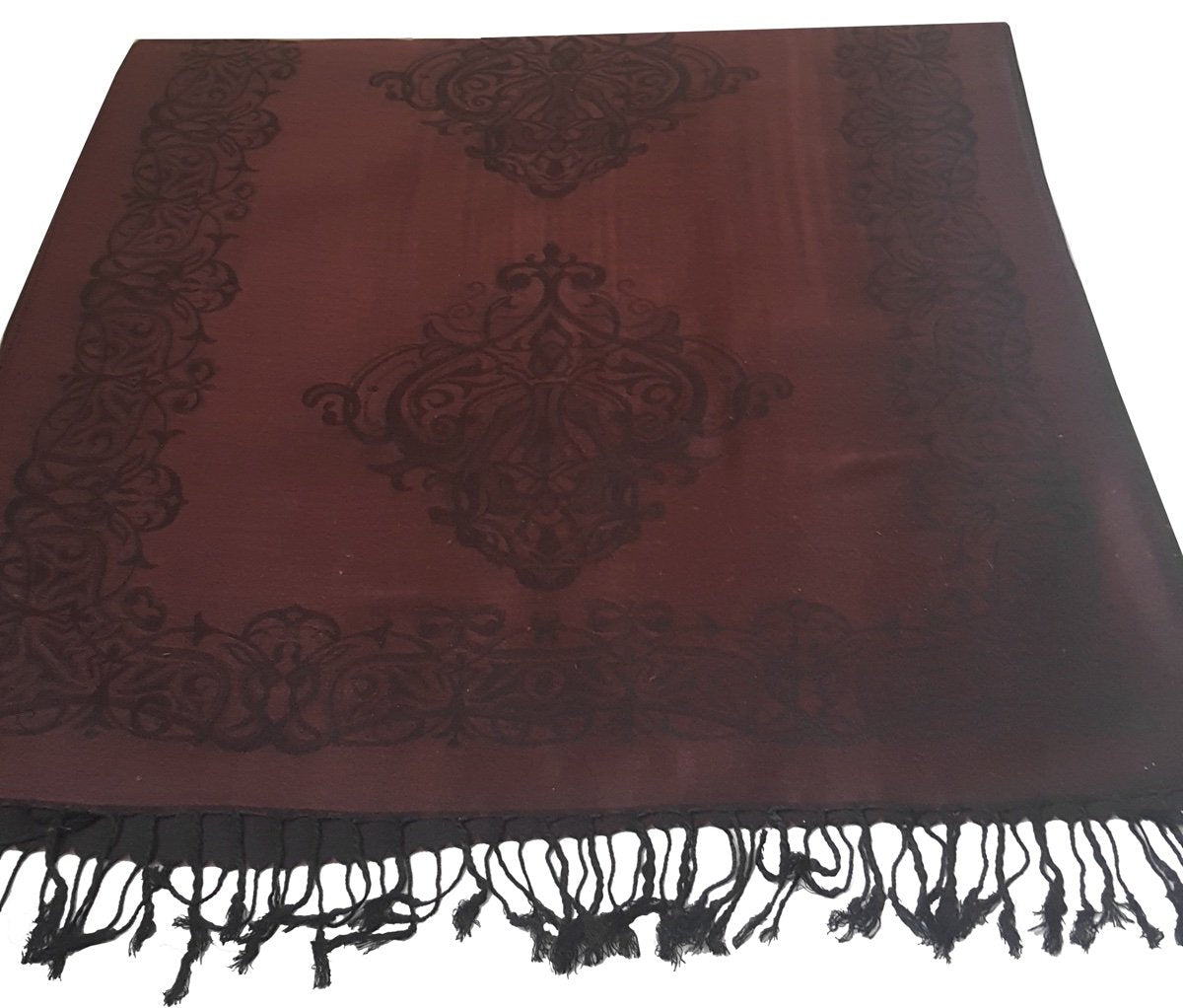 World of Shawls Ladies Damask Design Reversible Pashmina Feel Shawl Scarf Wrap Stole Luxuriously Warm Soft and Silky Touch
