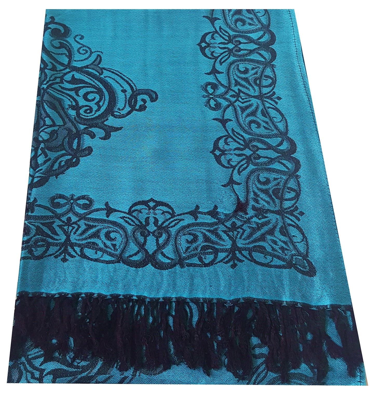 World of Shawls Ladies Damask Design Reversible Pashmina Feel Shawl Scarf Wrap Stole Luxuriously Warm Soft and Silky Touch