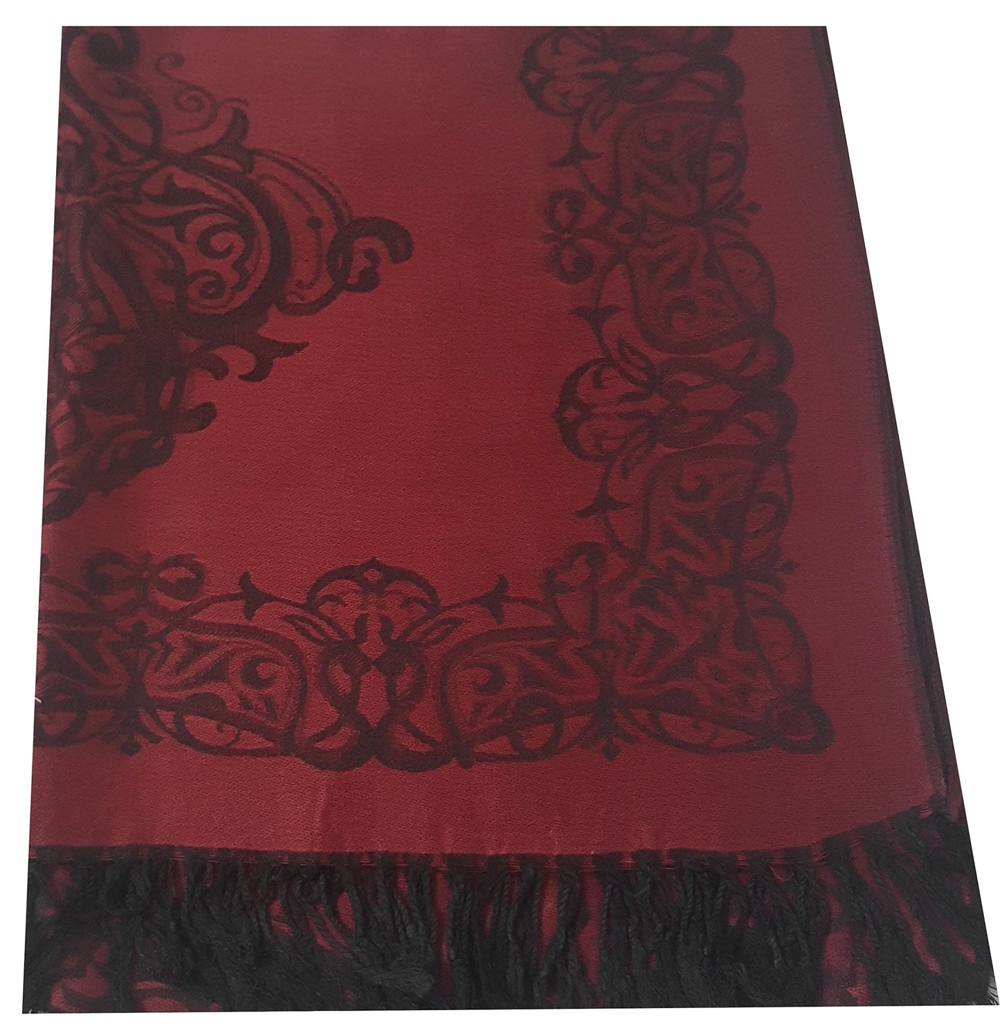World of Shawls Ladies Damask Design Reversible Pashmina Feel Shawl Scarf Wrap Stole Luxuriously Warm Soft and Silky Touch