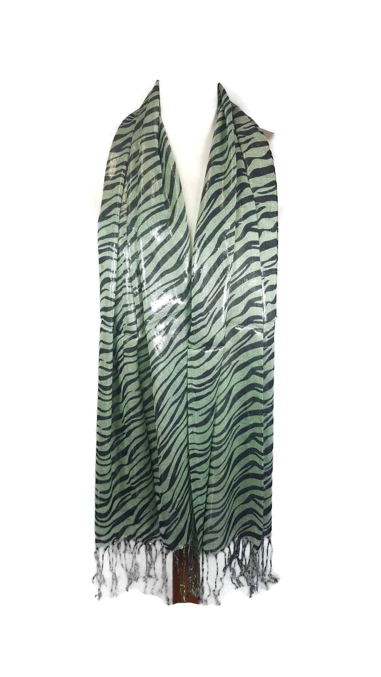 Ladies Womens Zebra on the Dance Floor Shimmery Metallic Print Scarf Stole Scarves Clearance Sale