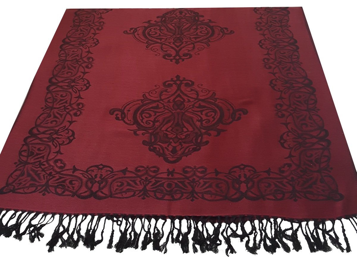 World of Shawls Ladies Damask Design Reversible Pashmina Feel Shawl Scarf Wrap Stole Luxuriously Warm Soft and Silky Touch