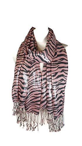 Ladies Womens Zebra on the Dance Floor Shimmery Metallic Print Scarf Stole Scarves Clearance Sale