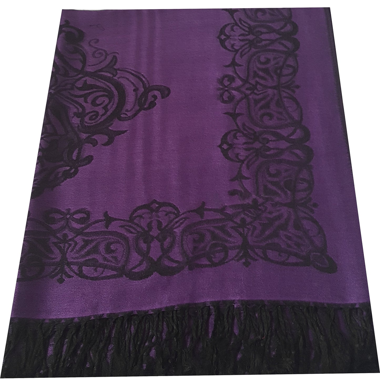World of Shawls Ladies Damask Design Reversible Pashmina Feel Shawl Scarf Wrap Stole Luxuriously Warm Soft and Silky Touch