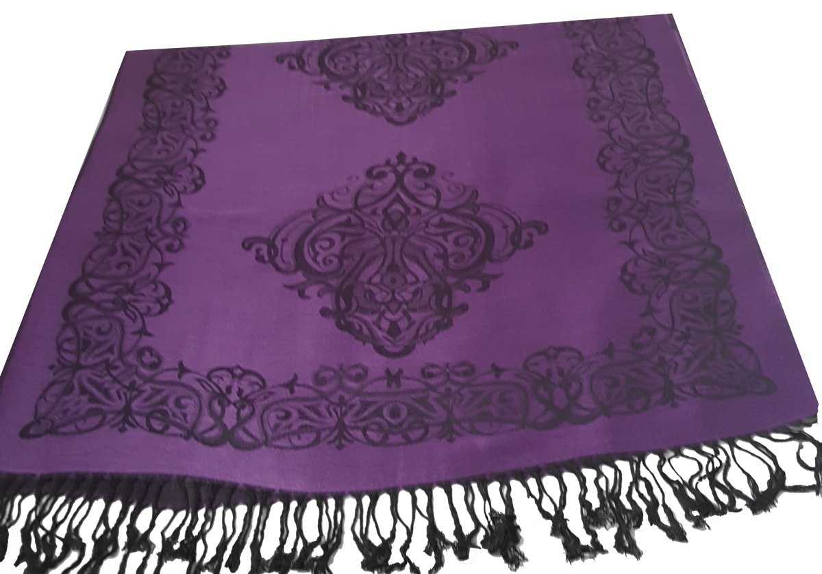 World of Shawls Ladies Damask Design Reversible Pashmina Feel Shawl Scarf Wrap Stole Luxuriously Warm Soft and Silky Touch