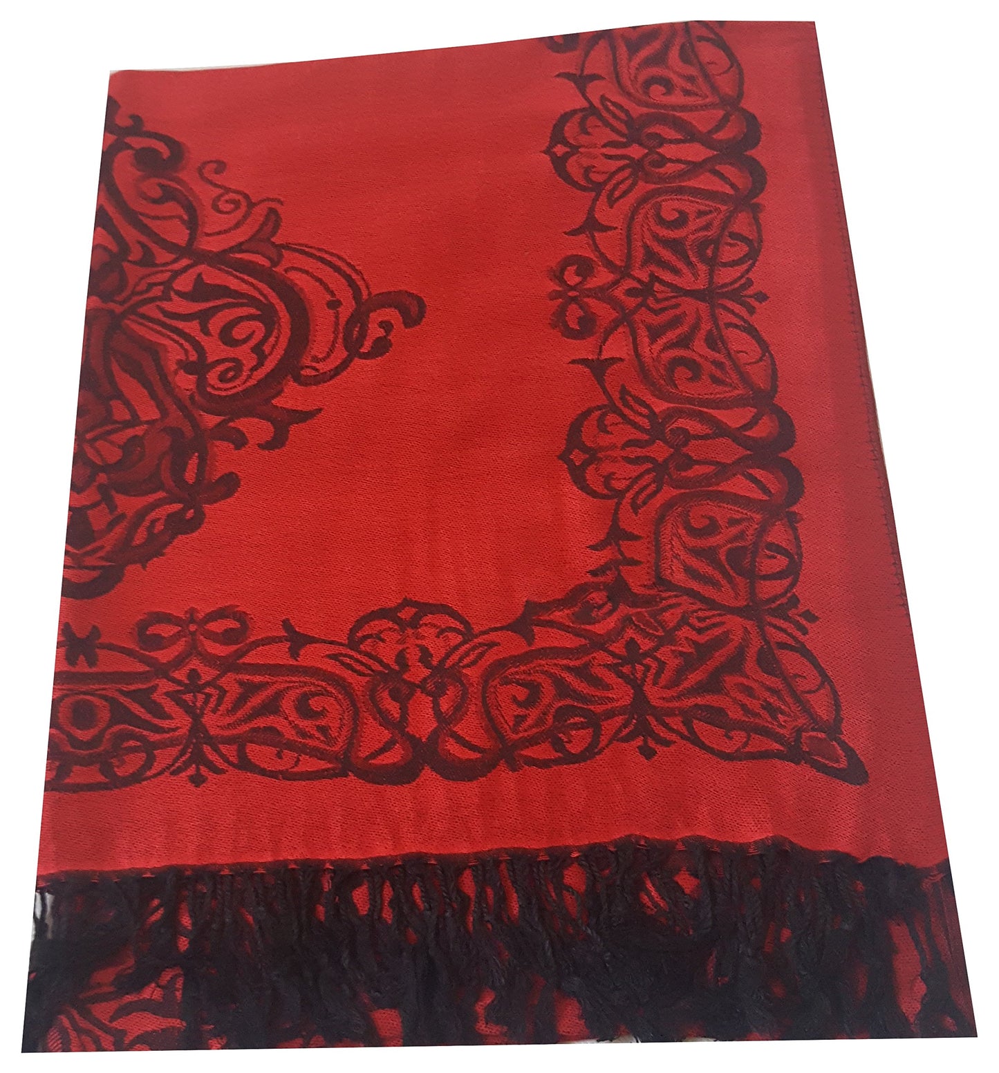 World of Shawls Ladies Damask Design Reversible Pashmina Feel Shawl Scarf Wrap Stole Luxuriously Warm Soft and Silky Touch