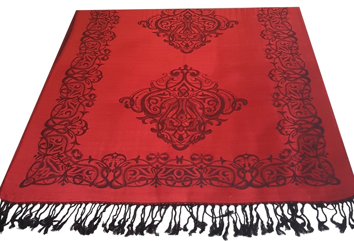 World of Shawls Ladies Damask Design Reversible Pashmina Feel Shawl Scarf Wrap Stole Luxuriously Warm Soft and Silky Touch