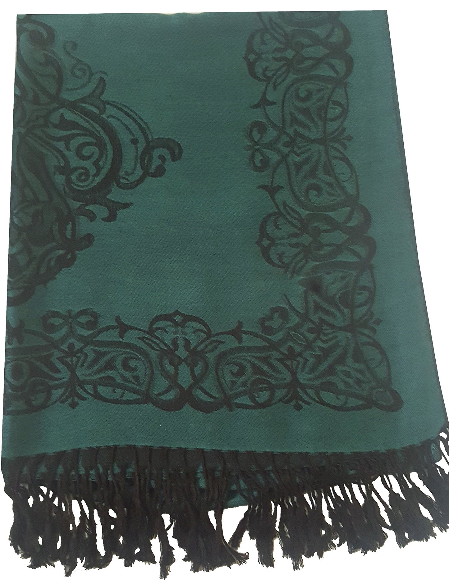 World of Shawls Ladies Damask Design Reversible Pashmina Feel Shawl Scarf Wrap Stole Luxuriously Warm Soft and Silky Touch