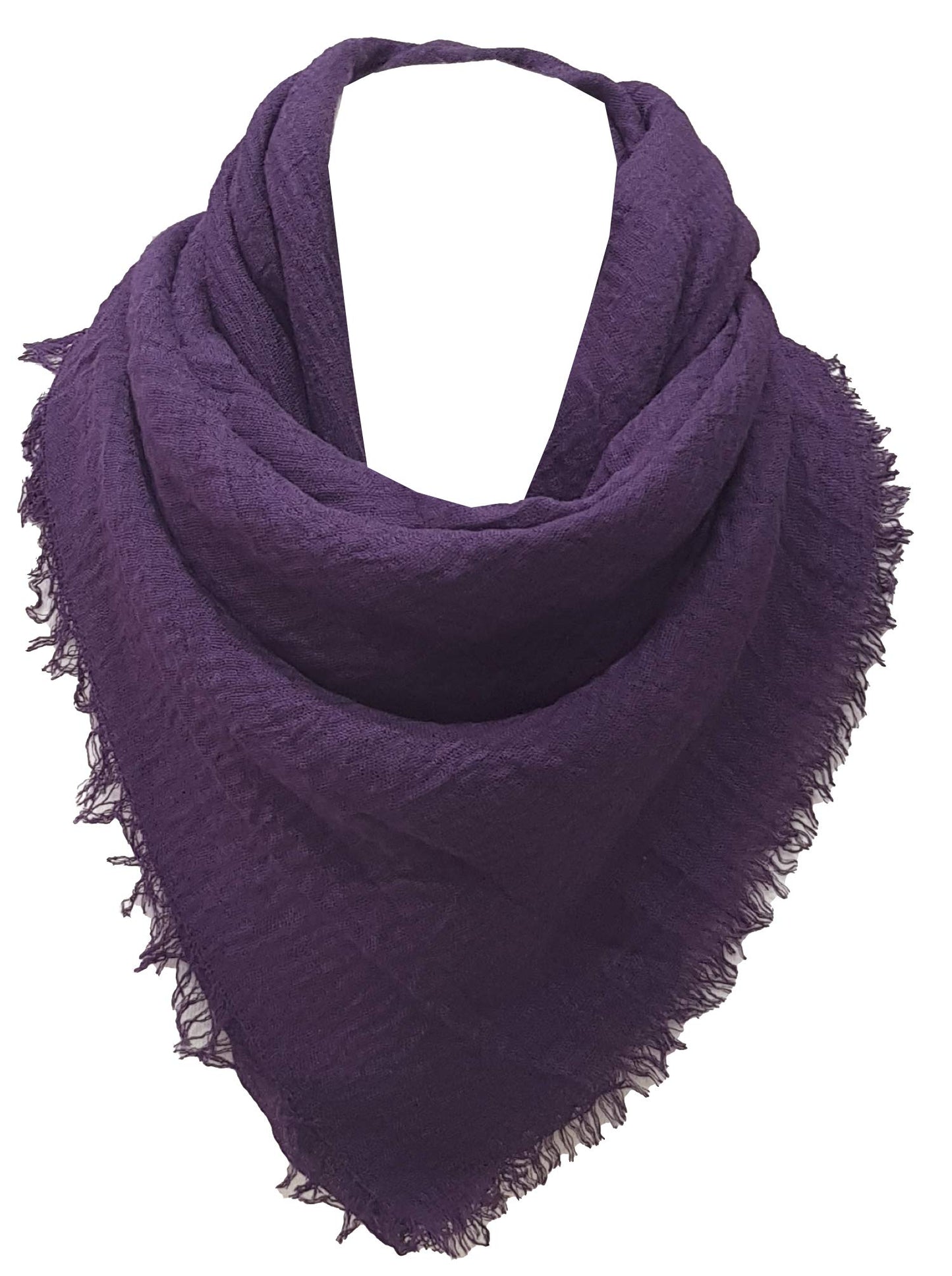 World of Shawls Chic Ladies Cotton Blend Crinkle Distressed Effect Scarf with Fringed Edges